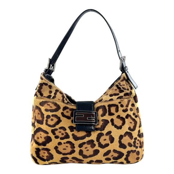 Fendi Handbags - Fendi Vintage Leopard Print Calf Hair Shoulder Bag